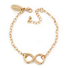 Polished Gold Plated 'Infinity' Bracelet - 18cm Length/ 5cm Extension