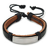 Unisex Black Leather Friendship Bracelet - Adjustable