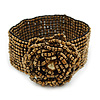 Bronze Gold Coloured Glass Bead Rose Flex Bracelet - 18cm L