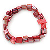 Red Shell Nugget Stretch Bracelet - 17cm L