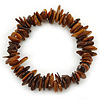 Brown Shell Nugget Stretch Bracelet - up to 19cm
