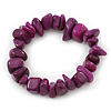 Purple Agate Chip Semi-Precious Stone Flex Bracelet - 18cm L
