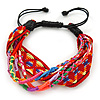 Unisex Handmade Multicoloured Cotton Woven Friendship Bracelet - Adjustable
