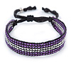 Unisex Purple/ Silver Glass Bead Friendship Bracelet - Adjustable