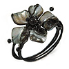 Ash Black Shell Bead Flower Wired Flex Bracelet - Adjustable