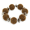 Chunky Bronze Glass Bead Ball Stretch Bracelet - 19cm L