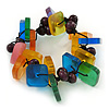 Multicoloured Square Acrylic Bead Flex Bracelet - 18cm L