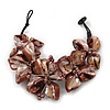 Brown Shell Floral Bracelet - 17cm L