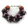Teen/ Children/ Kids Solid Chunky Ceramic, Wood Bead, Sea Shell Cluster Bracelet - 16cm/ 5cm Ext - For Small Wrists Only
