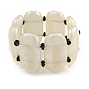 Fancy White Acrylic Bead Flex Bracelet - 19cm L/ Large