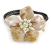 Off White Shell Bead Flower Wired Flex Bracelet - Adjustable