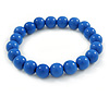 10mm Imperial Blue Acrylic Single Strand Bead Flex Bracelet - 18cm L