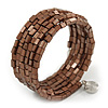 Bronze Brown Acrylic Bead Multistrand Coiled Flex Bracelet - Adjustable