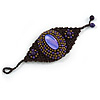 Handmade Bronze/ Purple Bead, Shell Brown Cotton Cord Bracelet - For Small Wrists - 15cm Long