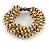Multistrand Natural/ Brown Wood Bead Flex Bracelet - 17cm L