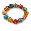 Multicoloured Ceramic Candy Shape Bead Stretch Bracelet - 17cm L
