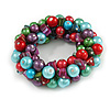 Solid Chunky Multicoloured Glass Bead, Sea Shell Nuggets Flex Bracelet - 18cm L