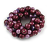 Solid Chunky Purple Glass Bead, Sea Shell Nuggets Flex Bracelet - 18cm L