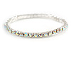 Slim AB Crystal Flex Bracelet In Silver Tone Metal - up to 17cm L - For Small Wrist