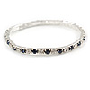 Slim Montana Blue/ Clear Crystal Flex Bracelet In Silver Tone Metal - up to 17cm L - For Small Wrist