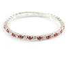 Slim Fuchsia Pink/ Clear Crystal Flex Bracelet In Silver Tone Metal - up to 17cm L - For Small Wrist