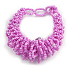 Chunky Glass Beads and Semiprecious Stone Bracelet In Pink - 18cm Long