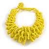 Chunky Glass Beads and Semiprecious Stone Bracelet In Lemon Yellow - 18cm Long
