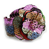 Statement Multicoloured Snake Print Leather Flower Flex Cuff Bangle Bracelet - Adjustable