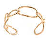 Polished Gold Tone Irregular Oval Link Cuff Bracelet - 19cm - Adjustable