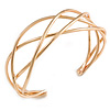Modern Twisted Bar Cuff Bangle Bracelet In Polished Gold Tone - 18cm Long