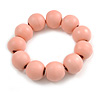 Pastel Pink Round Bead Wood Flex Bracelet - 19cm Long