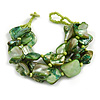 Chunky Multistrand Shell-Composite Beaded Bracelet In Green - 18cm Long