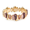 Pink/ Purple Enamel Oval Cluster Textured Flex Bracelet In Gold Tone - 18cm Long