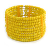Banana Yellow Glass Bead Flex Cuff Bracelet - Medium