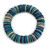 Blue/ White/ Teal Shell Flex Bracelet - 18cm L - Medium