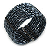 Hematite Glass Bead Flex Cuff Bracelet - Medium