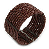 Chocolate Brown Glass Bead Flex Cuff Bracelet - Medium