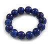 15mm Blue Round Ceramic Bead Flex Bracelet - Size M