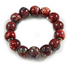 15mm Round Ceramic Bead Flex Bracelet in hues of Cherry Red/Blue/White - Size M