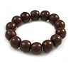 Brown Painted Round Bead Wood Flex Bracelet - M/L