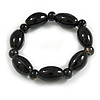 Black Oval/ Round Ceramic Beaded Flex Bracelet - Size M