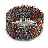 Fancy Multicoloured Glass Bead Flex Cuff Bracelet - Adjustable