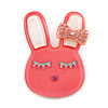 Cute Pink Plastic Bunny Brooch With Crystal Bow