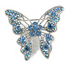 Dazzling Light Blue Crystal Butterfly Brooch