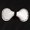 White & Black Plastic Bow Brooch