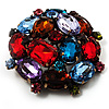 Large Multicoloured Dimensional Corsage Acrylic Brooch (Bronze Tone)