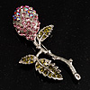 Vintage Crystal Rose Brooch (SilverTone)