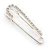 Small Crystal Scarf Pin Brooch (Silver Tone) - 40mm Width