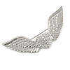 Crystal Heart And Wings Brooch (Silver Tone)