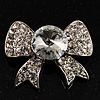Smart Crystal Bow Brooch (Silver&Clear)
